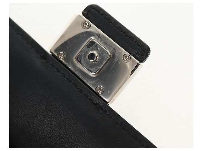 Borsa a Spalla FENDI Baguette in Tela Zucca Nera Marrone Argento Auth 146069M Nero - vista 18