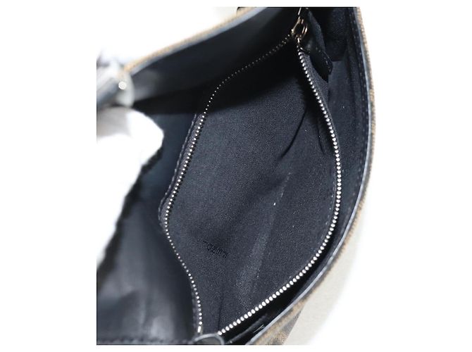 Borsa a Spalla FENDI Baguette in Tela Zucca Nera Marrone Argento Auth 146069M Nero - vista 23