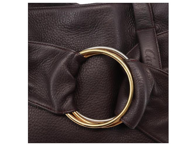 Cartier Borsa Tote Trinity in pelle marrone e oro Auth 145998 D'oro - vista 14