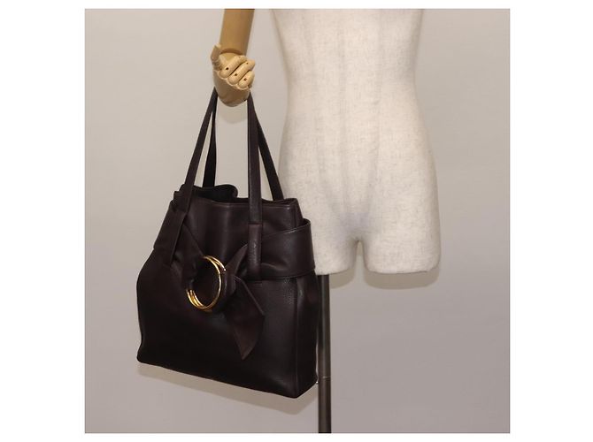 Cartier Borsa Tote Trinity in pelle marrone e oro Auth 145998 D'oro - vista 21