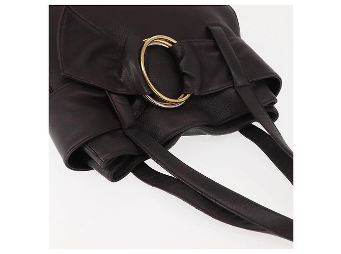 Cartier Borsa Tote Trinity in pelle marrone e oro Auth 145998 D'oro - vista 6