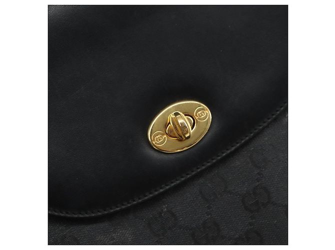 Gucci Borsa a Spalla GG Supreme in PVC Pelle Nera Oro 001 084 0905 Auth BA8623 Nero D'oro - vista 18