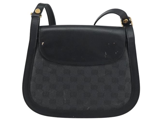 Gucci Borsa a Spalla GG Supreme in PVC Pelle Nera Oro 001 084 0905 Auth BA8623 Nero D'oro - vista 2