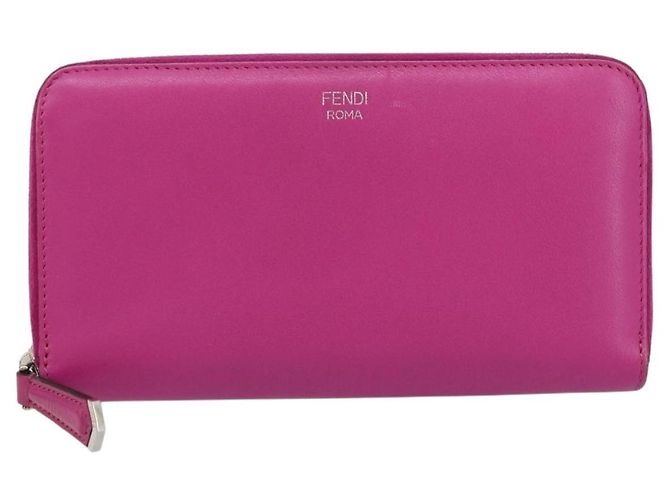 FENDI Portafoglio Lungo con Zip in Pelle Rosa Blu Navy Auth bs31576 - vista 13