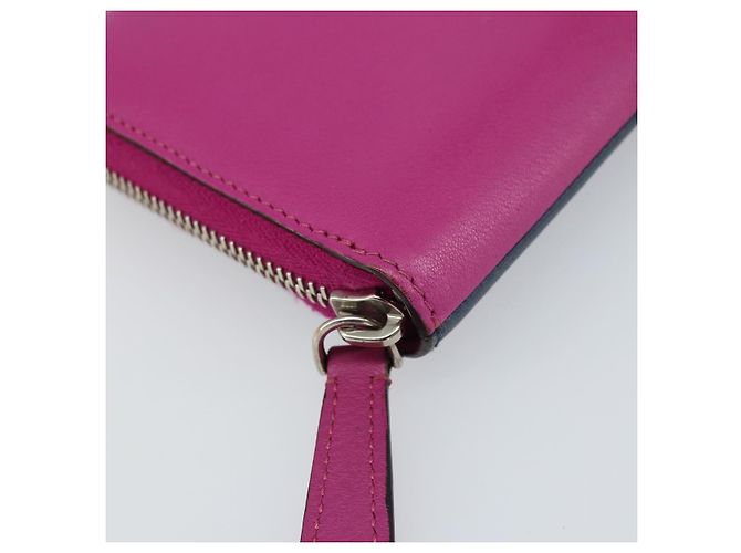 FENDI Portafoglio Lungo con Zip in Pelle Rosa Blu Navy Auth bs31576 - vista 14