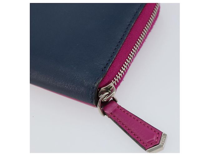 FENDI Portafoglio Lungo con Zip in Pelle Rosa Blu Navy Auth bs31576 - vista 15
