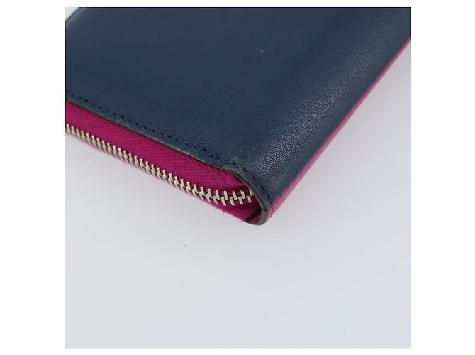 FENDI Portafoglio Lungo con Zip in Pelle Rosa Blu Navy Auth bs31576 - vista 16