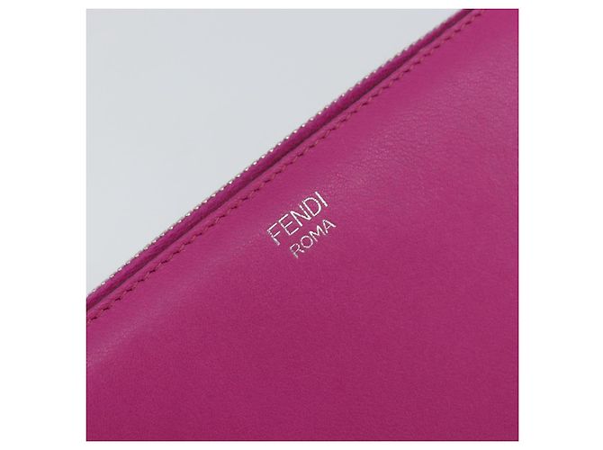 FENDI Portafoglio Lungo con Zip in Pelle Rosa Blu Navy Auth bs31576 - vista 18