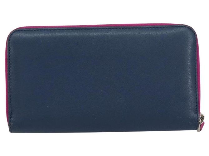 FENDI Portafoglio Lungo con Zip in Pelle Rosa Blu Navy Auth bs31576 - vista 2
