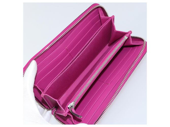FENDI Portafoglio Lungo con Zip in Pelle Rosa Blu Navy Auth bs31576 - vista 8