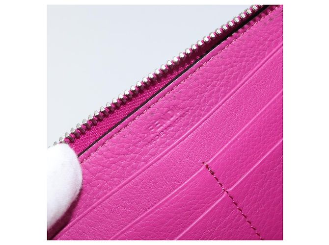 FENDI Portafoglio Lungo con Zip in Pelle Rosa Blu Navy Auth bs31576 - vista 9