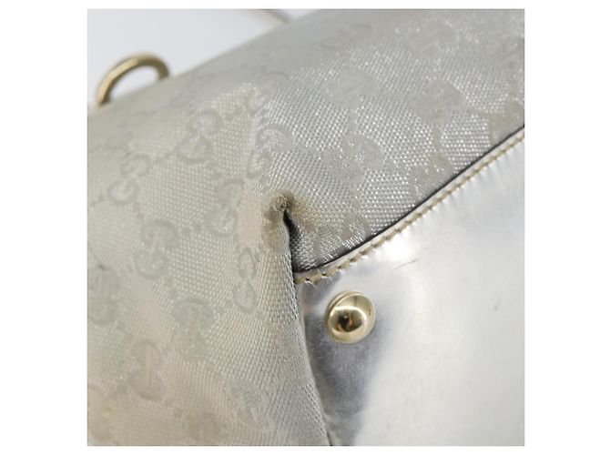 Borsa Tote GG Canvas Gucci Argento Oro 169946 Auth ep11002 D'oro - vista 11