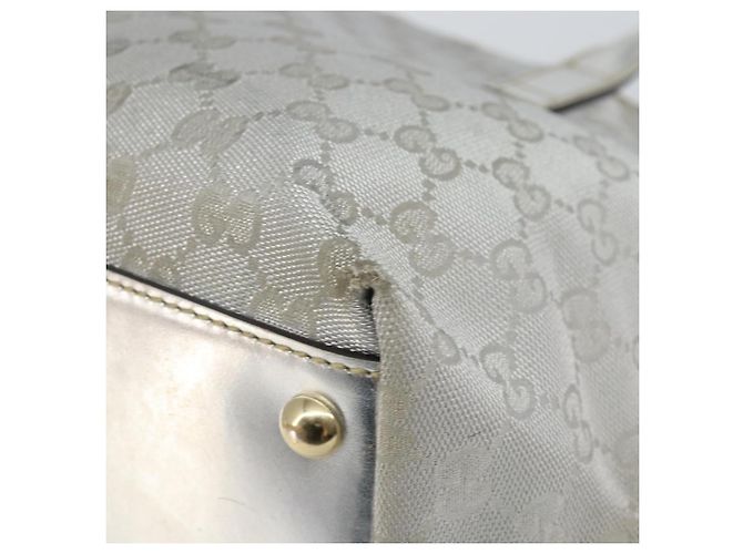 Borsa Tote GG Canvas Gucci Argento Oro 169946 Auth ep11002 D'oro - vista 12