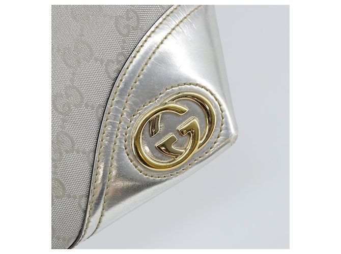 Borsa Tote GG Canvas Gucci Argento Oro 169946 Auth ep11002 D'oro - vista 14
