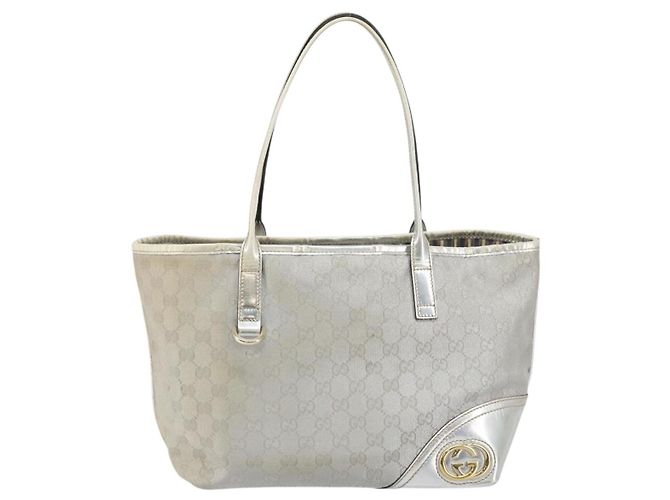 Borsa Tote GG Canvas Gucci Argento Oro 169946 Auth ep11002 D'oro - vista 2