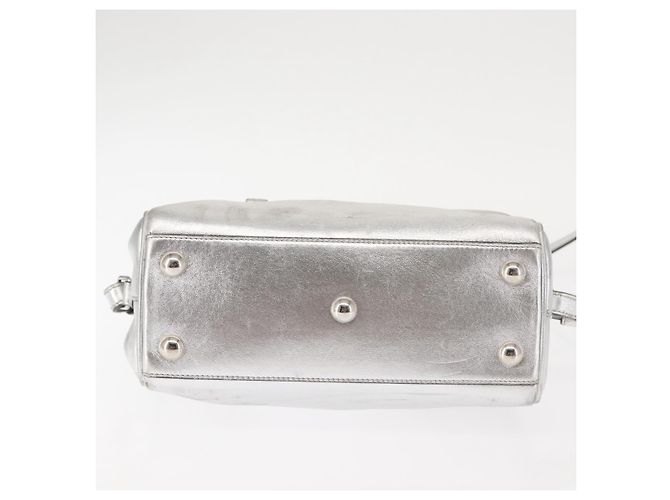 SAINT LAURENT Bolsa Mini Boston Baby Duffel em Couro Prata Auth bs29986 - vista 11