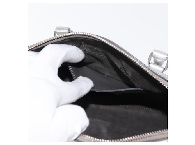 SAINT LAURENT Bolsa Mini Boston Baby Duffel em Couro Prata Auth bs29986 - vista 21