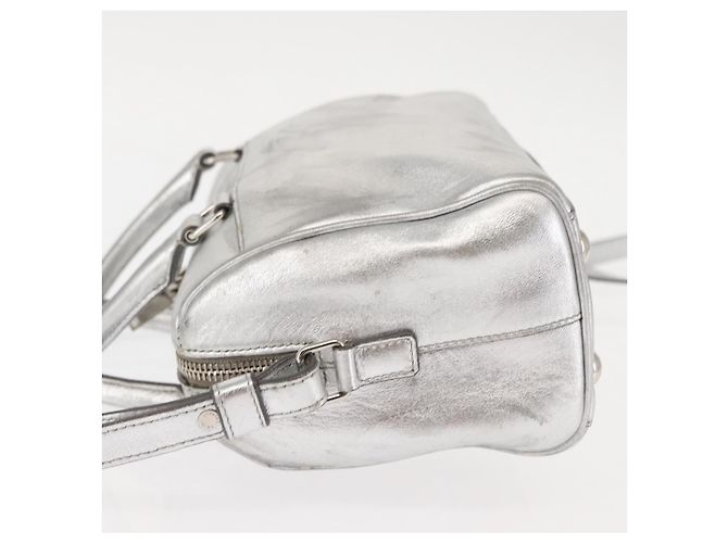 SAINT LAURENT Bolsa Mini Boston Baby Duffel em Couro Prata Auth bs29986 - vista 5