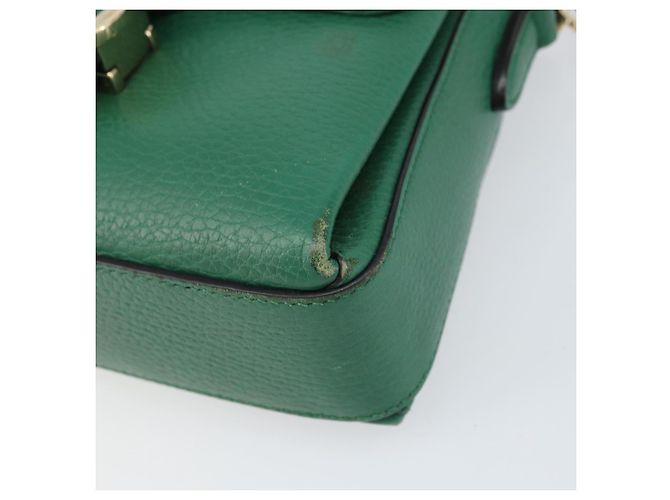 Borsa a spalla in pelle Gucci Interlocking G catena verde oro 607720 Auth 158806 D'oro - vista 10