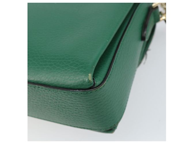 Borsa a spalla in pelle Gucci Interlocking G catena verde oro 607720 Auth 158806 D'oro - vista 12