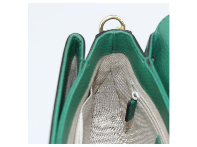 Borsa a spalla in pelle Gucci Interlocking G catena verde oro 607720 Auth 158806 D'oro - vista 19
