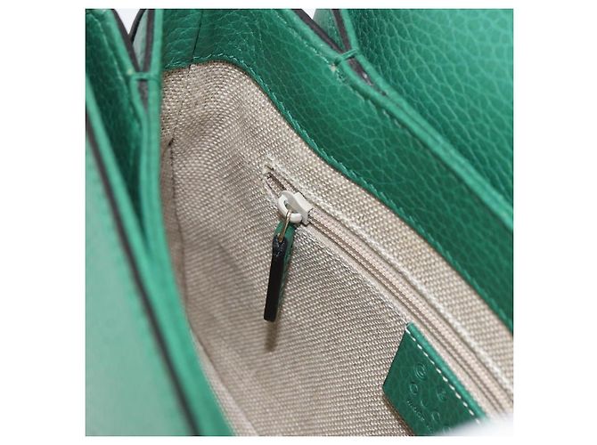 Borsa a spalla in pelle Gucci Interlocking G catena verde oro 607720 Auth 158806 D'oro - vista 20