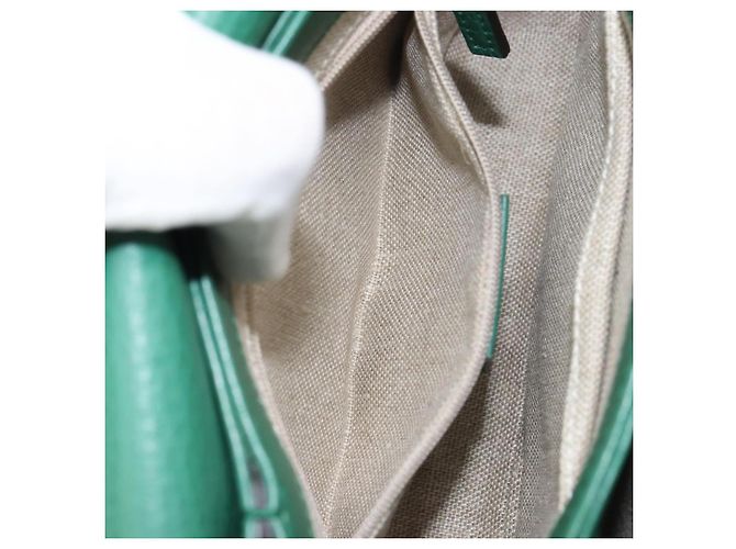Borsa a spalla in pelle Gucci Interlocking G catena verde oro 607720 Auth 158806 D'oro - vista 21