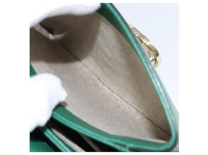 Borsa a spalla in pelle Gucci Interlocking G catena verde oro 607720 Auth 158806 D'oro - vista 22