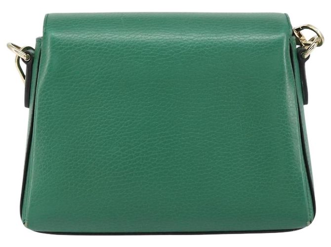 Borsa a spalla in pelle Gucci Interlocking G catena verde oro 607720 Auth 158806 D'oro - vista 3