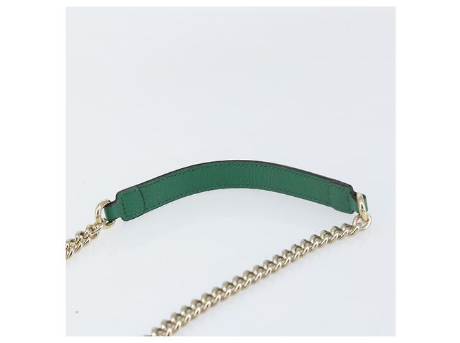 Borsa a spalla in pelle Gucci Interlocking G catena verde oro 607720 Auth 158806 D'oro - vista 8