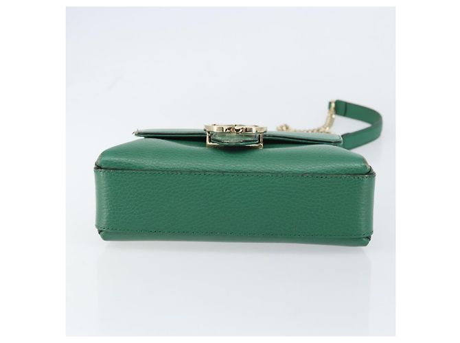 Borsa a spalla in pelle Gucci Interlocking G catena verde oro 607720 Auth 158806 D'oro - vista 9