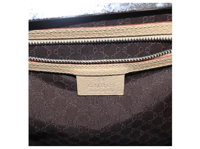 GUCCI Handtasche aus Leder Beige Silber Authentisch ep12377 - vue 16