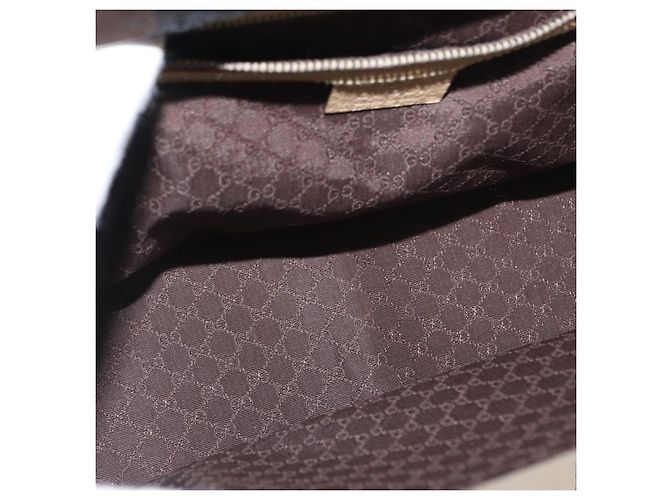 GUCCI Handtasche aus Leder Beige Silber Authentisch ep12377 - vue 17
