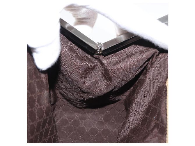 GUCCI Handtasche aus Leder Beige Silber Authentisch ep12377 - vue 19