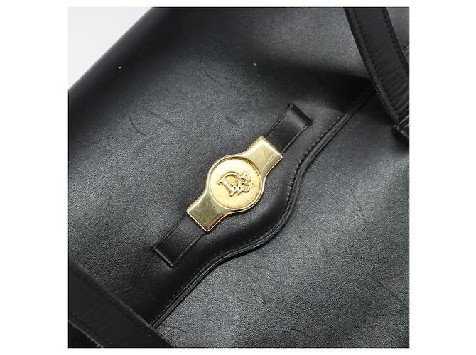 Borsa a mano Christian Dior in pelle nera e oro Auth ep12247 Nero D'oro - vista 14
