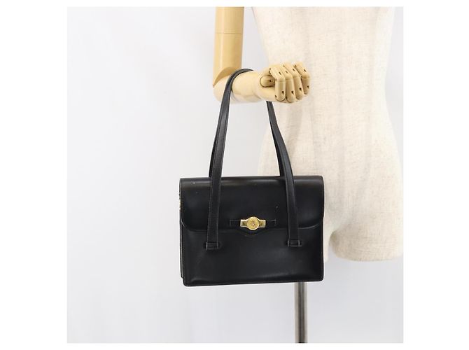 Borsa a mano Christian Dior in pelle nera e oro Auth ep12247 Nero D'oro - vista 24