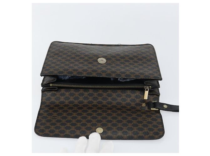 Céline Clutch in tela Macadam CELINE in pelle PVC nera e oro Auth 153735 Nero D'oro - vista 12