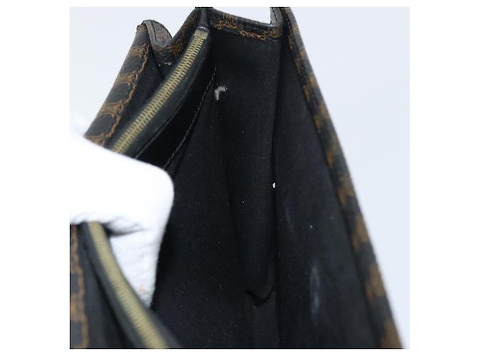 Céline Clutch in tela Macadam CELINE in pelle PVC nera e oro Auth 153735 Nero D'oro - vista 16