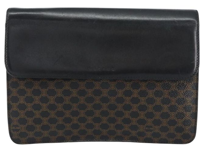 Céline Clutch in tela Macadam CELINE in pelle PVC nera e oro Auth 153735 Nero D'oro - vista 2