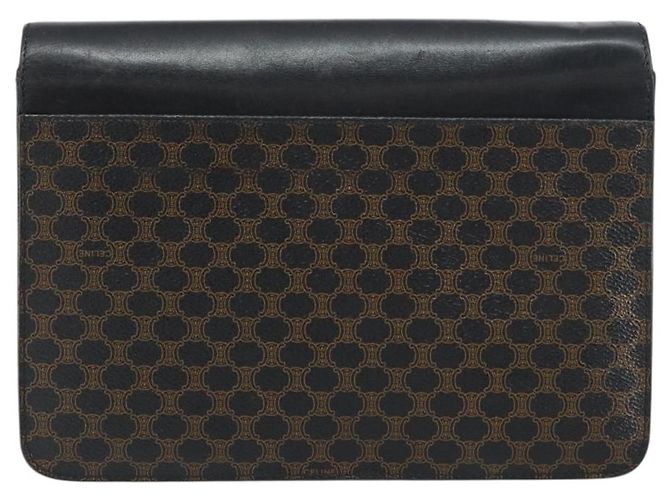 Céline Clutch in tela Macadam CELINE in pelle PVC nera e oro Auth 153735 Nero D'oro - vista 3