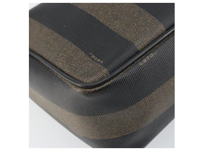 Pequin Borsa a Spalla in Tela Pecan FENDI PVC Nero Marrone Oro Auth gh1406 D'oro - vista 11