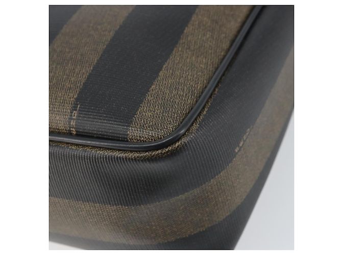 Pequin Borsa a Spalla in Tela Pecan FENDI PVC Nero Marrone Oro Auth gh1406 D'oro - vista 12