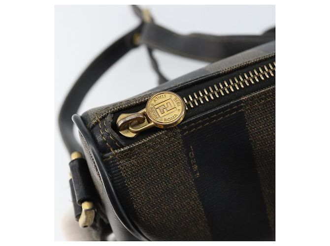 Pequin Borsa a Spalla in Tela Pecan FENDI PVC Nero Marrone Oro Auth gh1406 D'oro - vista 15
