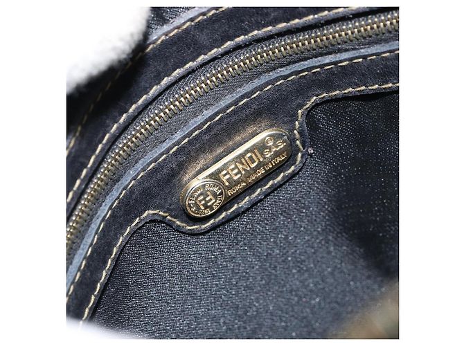Pequin Borsa a Spalla in Tela Pecan FENDI PVC Nero Marrone Oro Auth gh1406 D'oro - vista 16