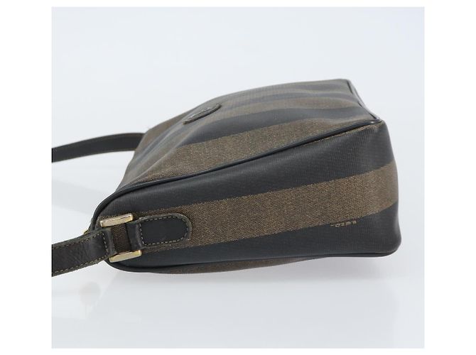 Pequin Borsa a Spalla in Tela Pecan FENDI PVC Nero Marrone Oro Auth gh1406 D'oro - vista 5