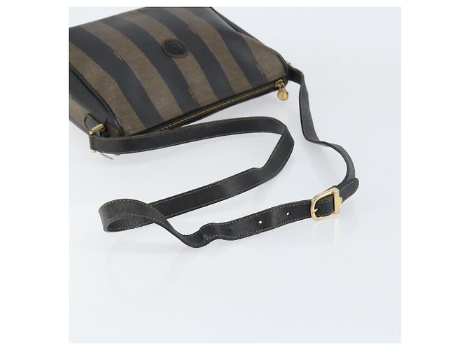 Pequin Borsa a Spalla in Tela Pecan FENDI PVC Nero Marrone Oro Auth gh1406 D'oro - vista 7