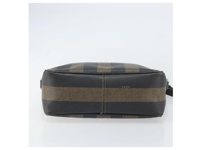 Pequin Borsa a Spalla in Tela Pecan FENDI PVC Nero Marrone Oro Auth gh1406 D'oro - vista 9