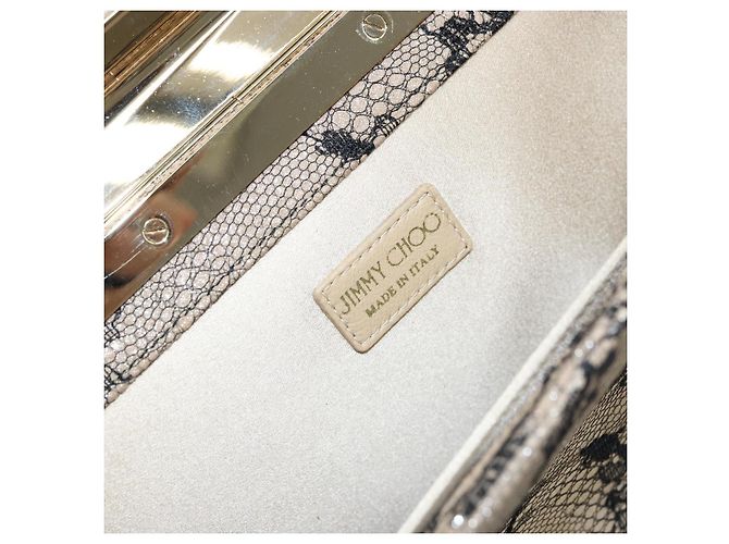 Borsa a Spalla in Pelle Jimmy Choo Chain Beige Nera Auth BA8789 Nero - vista 15