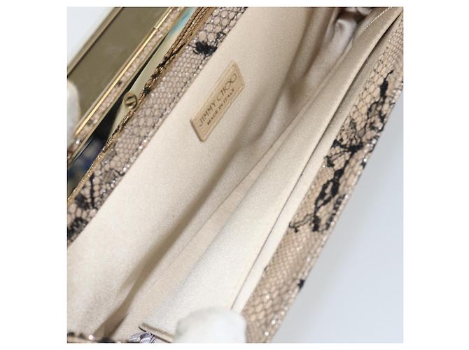 Borsa a Spalla in Pelle Jimmy Choo Chain Beige Nera Auth BA8789 Nero - vista 16