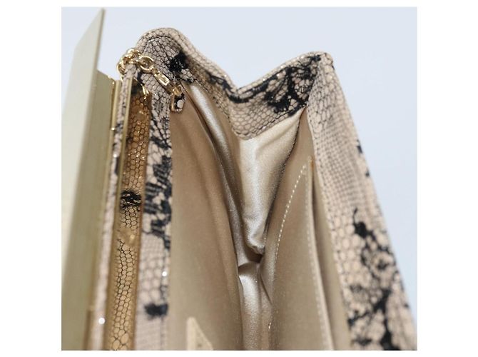 Borsa a Spalla in Pelle Jimmy Choo Chain Beige Nera Auth BA8789 Nero - vista 17